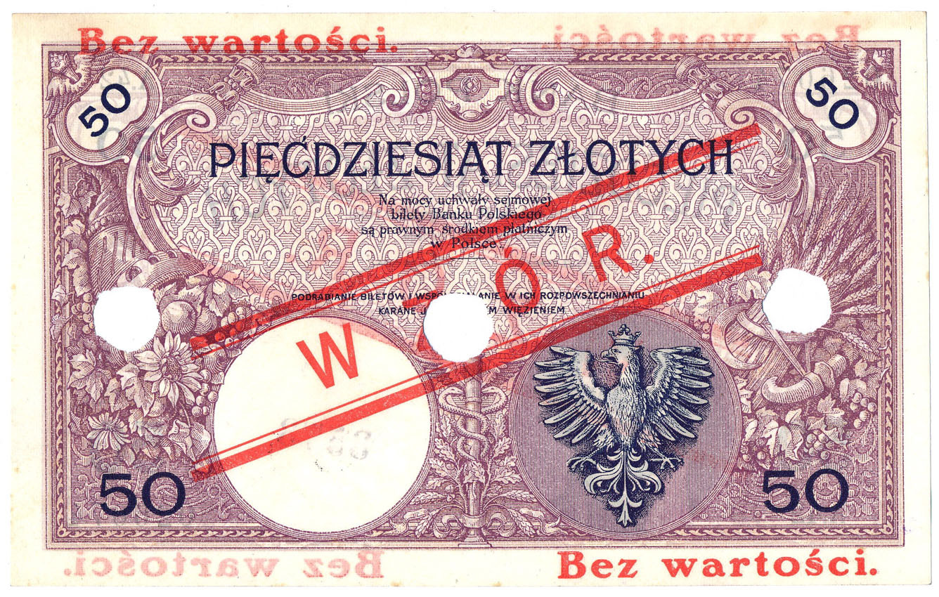 WZÓR 50 złotych 1919 Kościuszko seria A.42 - RZADKOŚĆ R7